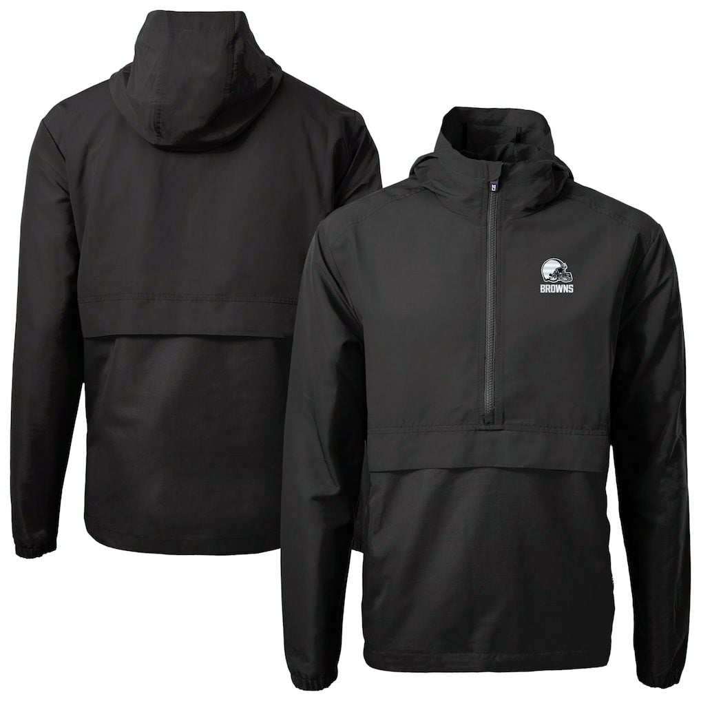 Cleveland Browns  Cutter & Buck Charter Eco Recycled Anorak Half-Zip Hoodie Jacket