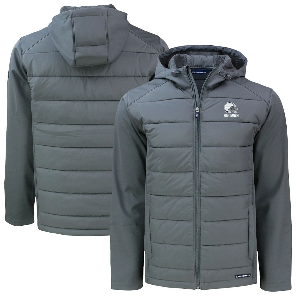 Cleveland Browns  Cutter & Buck Evoke Hybrid Eco Softshell Recycled Full-Zip Hooded Jacket