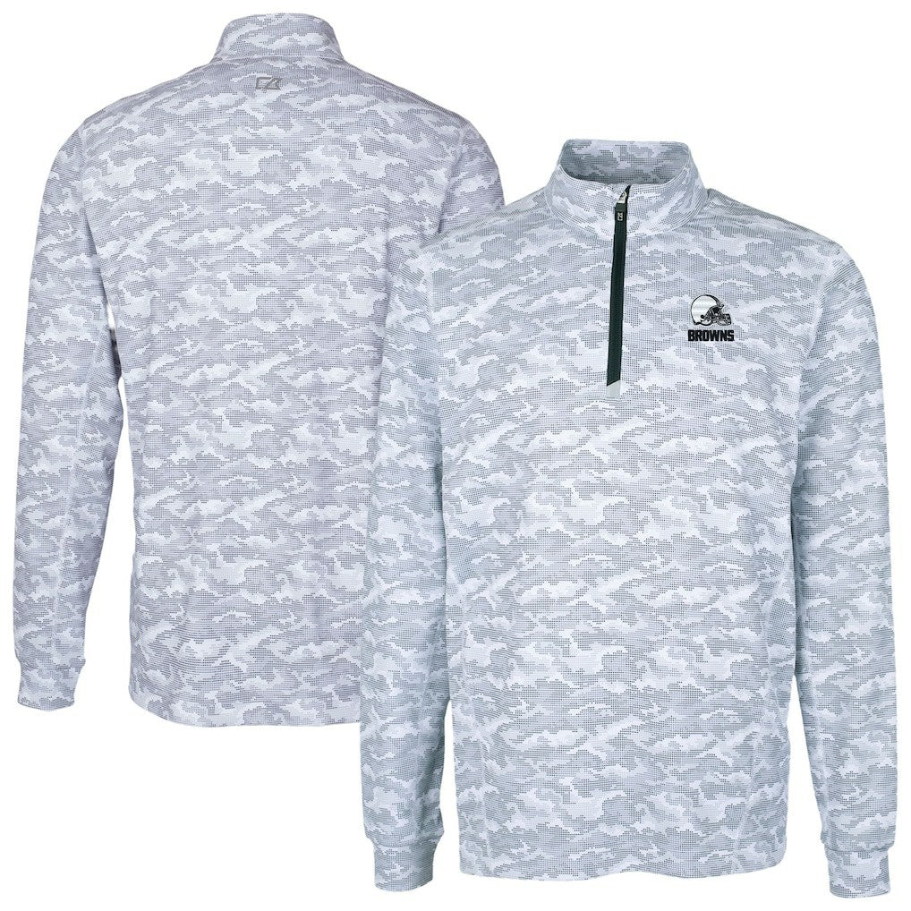 Cleveland Browns  Cutter & Buck Big & Tall Traverse Stretch Eco Camo Print Quarter-Zip Top