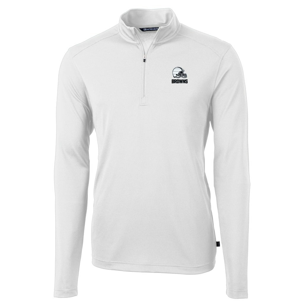 Cleveland Browns  Cutter & Buck Big & Tall Virtue Eco Pique Recycled Quarter-Zip Pullover Top