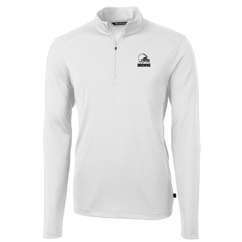 Cleveland Browns  Cutter & Buck Big & Tall Virtue Eco Pique Recycled Quarter-Zip Pullover Top
