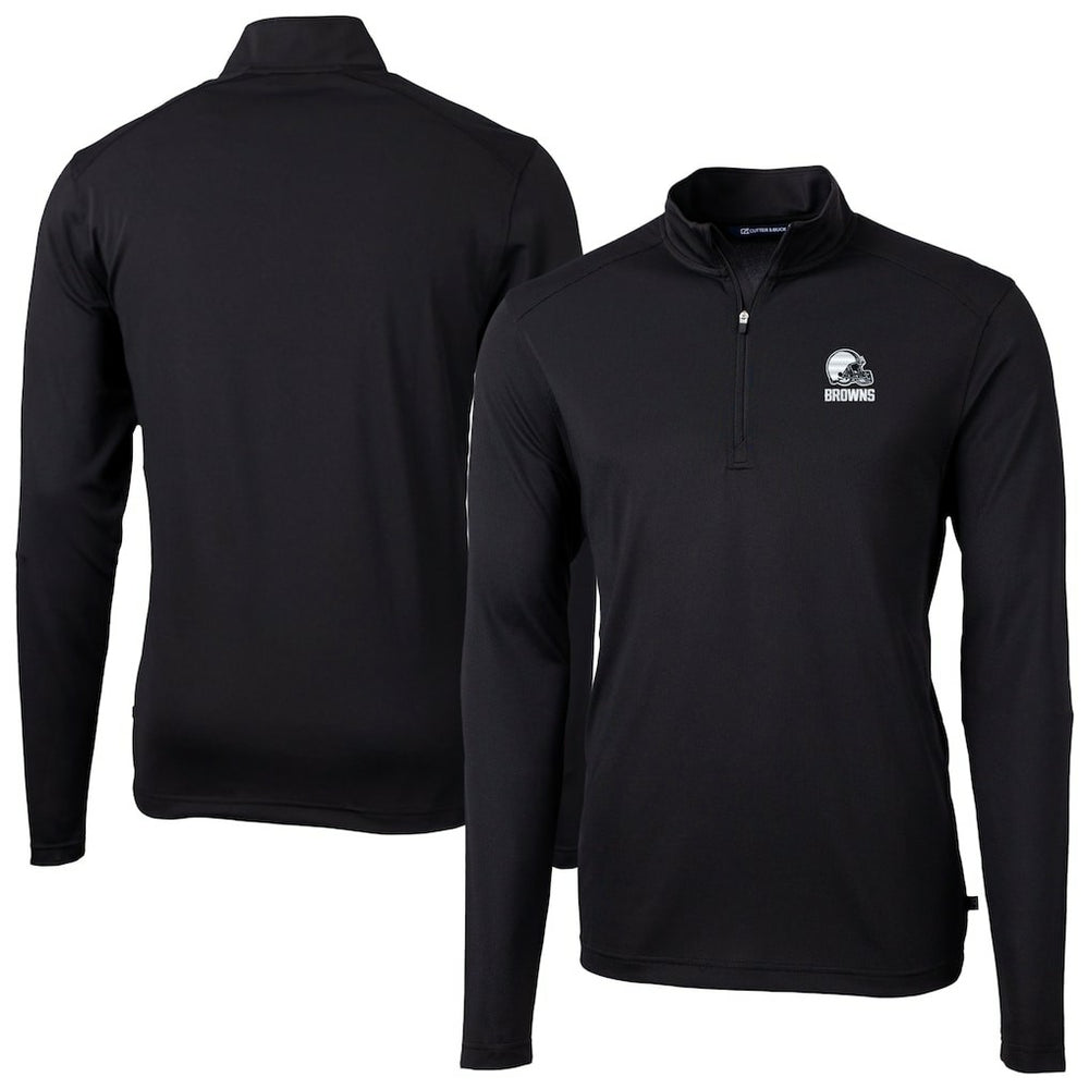 Cleveland Browns  Cutter & Buck Big & Tall Virtue Eco Pique Recycled Quarter-Zip Pullover Top