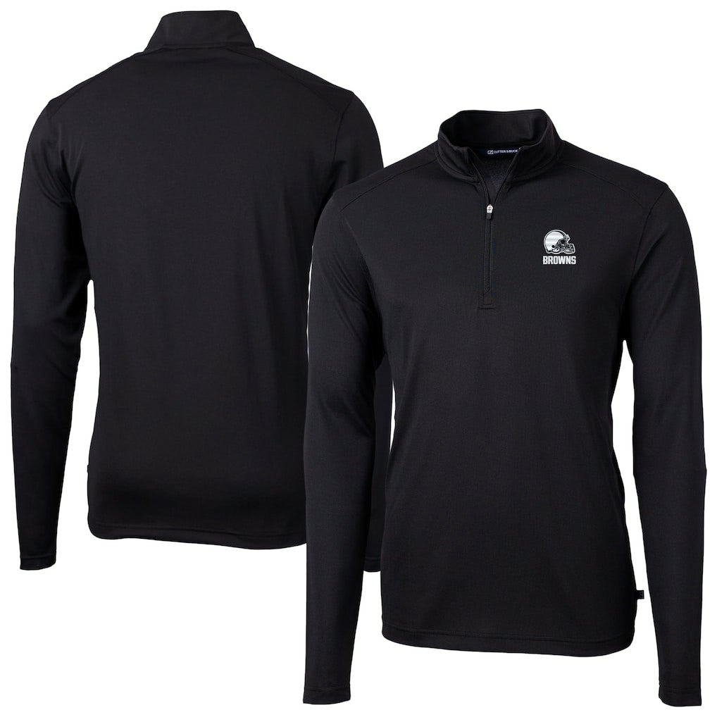 Cleveland Browns  Cutter & Buck Big & Tall Virtue Eco Pique Recycled Quarter-Zip Pullover Top