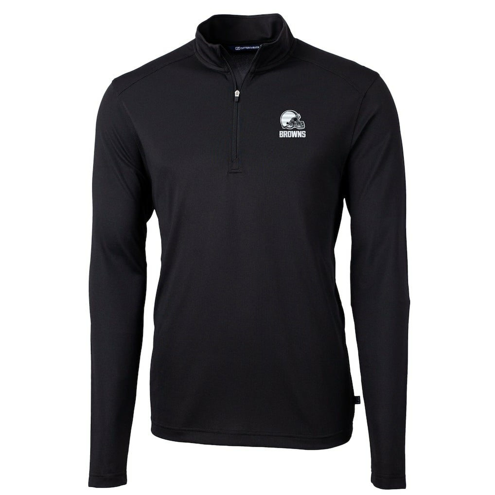Cleveland Browns  Cutter & Buck Big & Tall Virtue Eco Pique Recycled Quarter-Zip Pullover Top