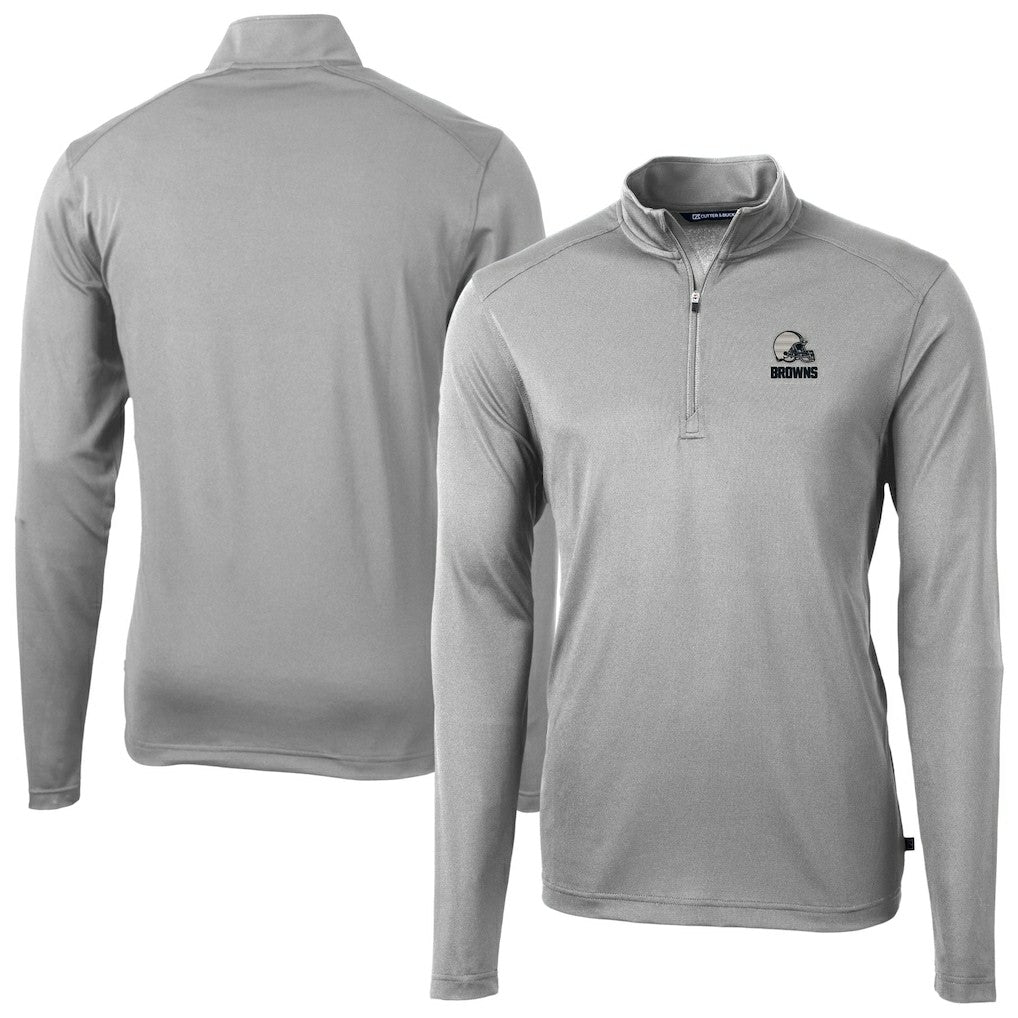 Cleveland Browns  Cutter & Buck Big & Tall Virtue Eco Pique Recycled Quarter-Zip Pullover Top