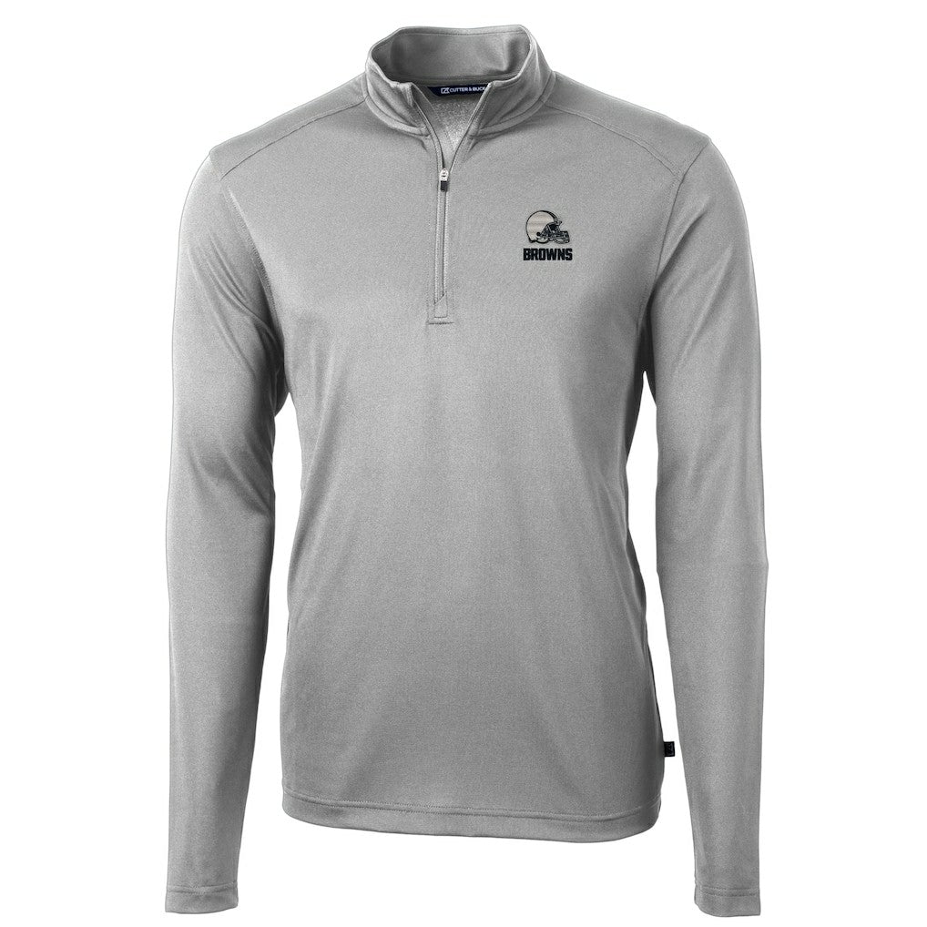 Cleveland Browns  Cutter & Buck Big & Tall Virtue Eco Pique Recycled Quarter-Zip Pullover Top