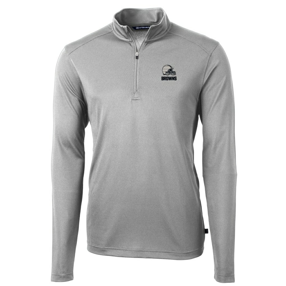 Cleveland Browns  Cutter & Buck Big & Tall Virtue Eco Pique Recycled Quarter-Zip Pullover Top