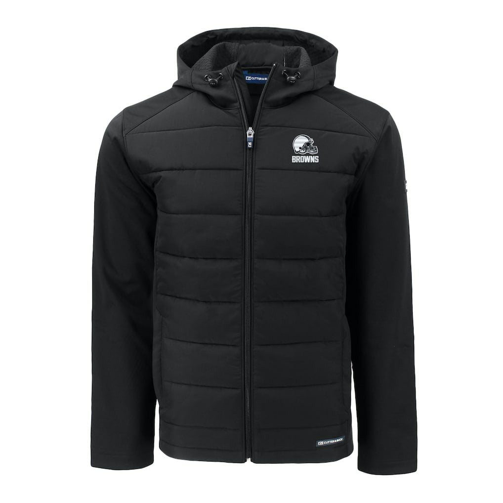 Cleveland Browns  Cutter & Buck Big & Tall Evoke Hybrid Eco Softshell Recycled Full-Zip Hooded Jacket