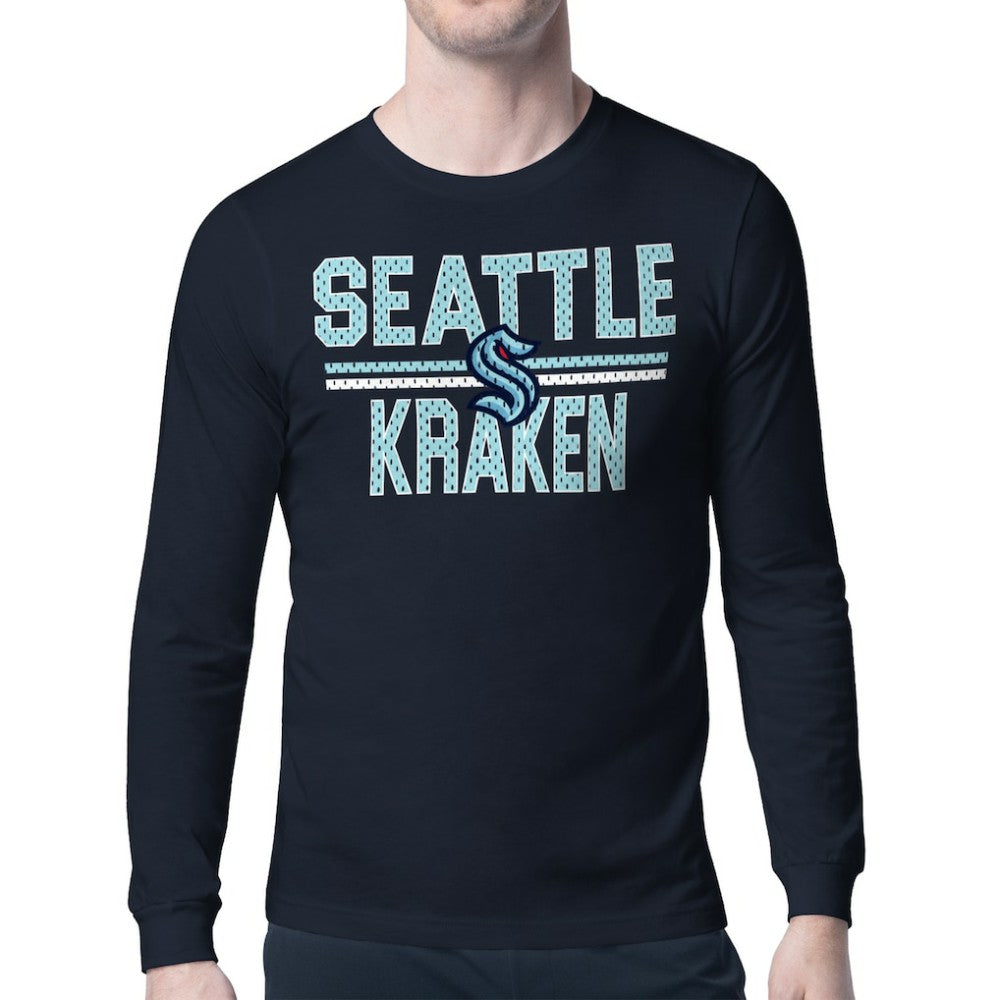 Seattle Kraken Starter Mesh Look Team Name Long Sleeve T-Shirt Outlet