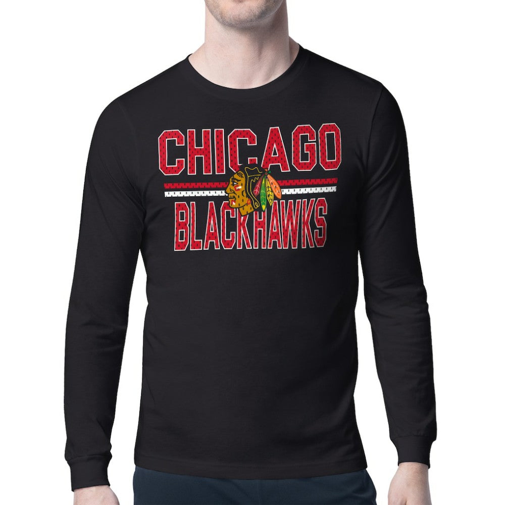 Chicago Blackhawks Starter Mesh Look Team Name Long Sleeve T-Shirt Outlet