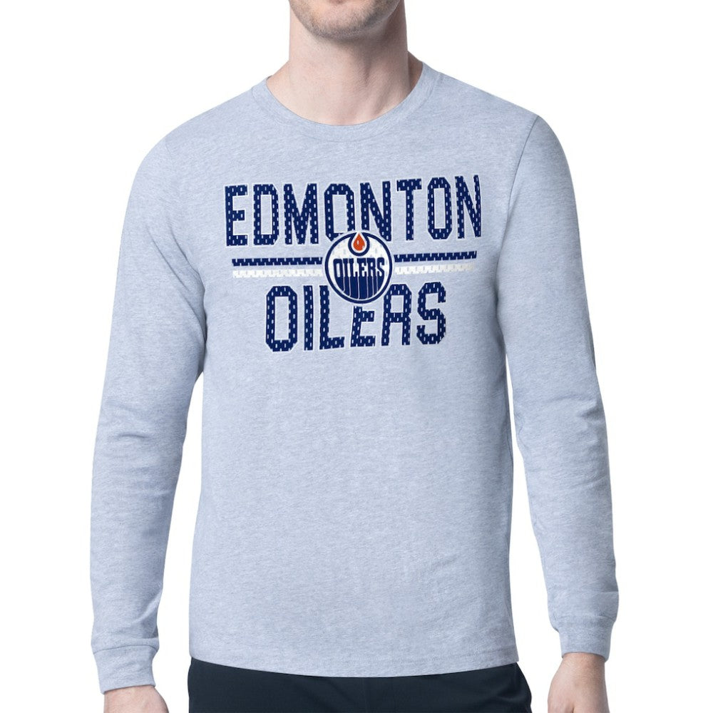 Edmonton Oilers Starter Mesh Look Team Name Logo Long Sleeve T-Shirt On Sale