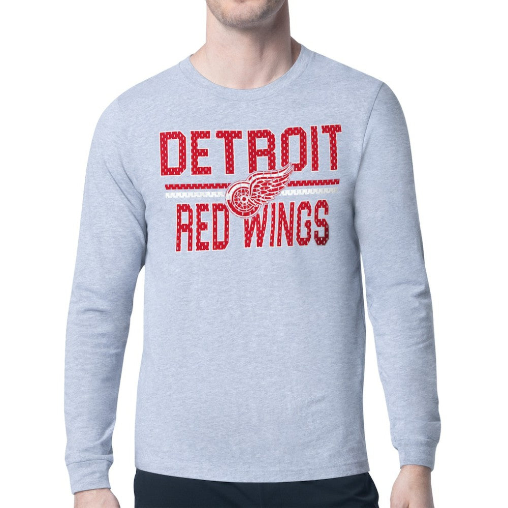 Detroit Red Wings Starter Mesh Look Team Name Logo Long Sleeve T-Shirt On Sale