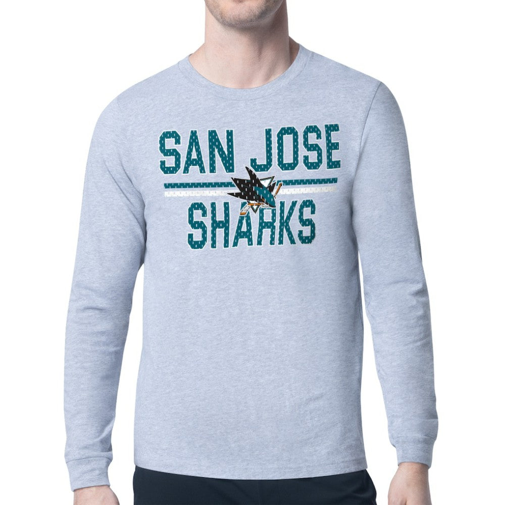San Jose Sharks Starter Mesh Look Team Name Logo Long Sleeve T-Shirt For Sale
