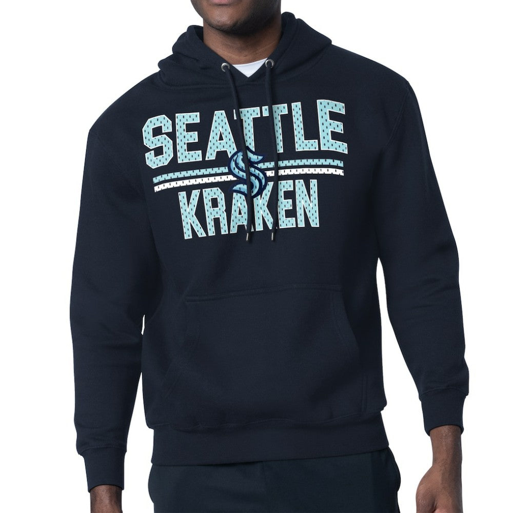 Seattle Kraken Starter Mesh Look Team Name Logo Tri-Blend Pullover Hoodie For Sale