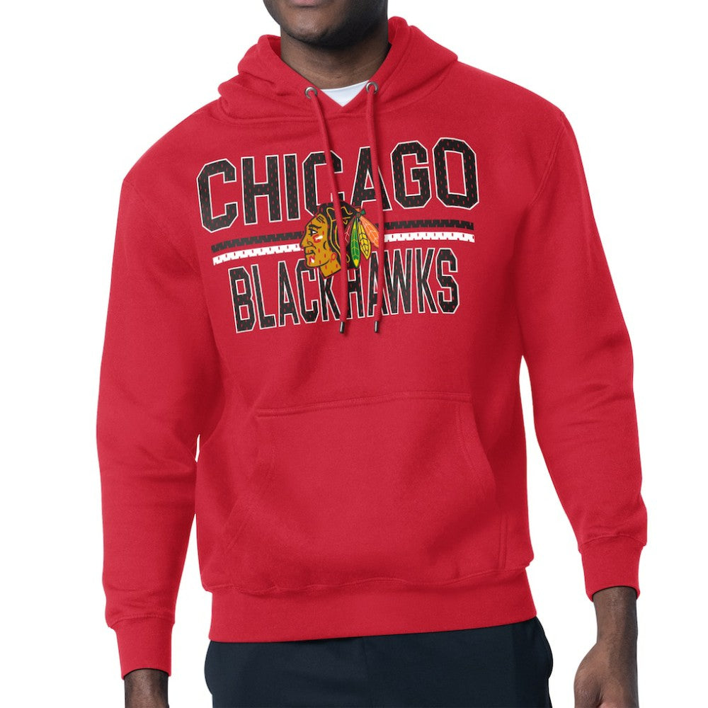 Chicago Blackhawks Starter Mesh Look Team Name Logo Tri-Blend Pullover Hoodie Outlet