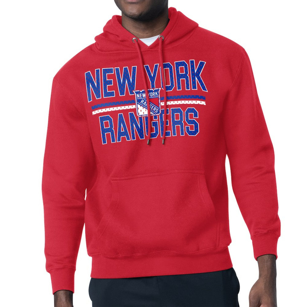 New York Rangers Starter Mesh Look Team Name Logo Tri-Blend Pullover Hoodie For Sale