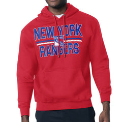 New York Rangers Starter Mesh Look Team Name Logo Tri-Blend Pullover Hoodie For Sale