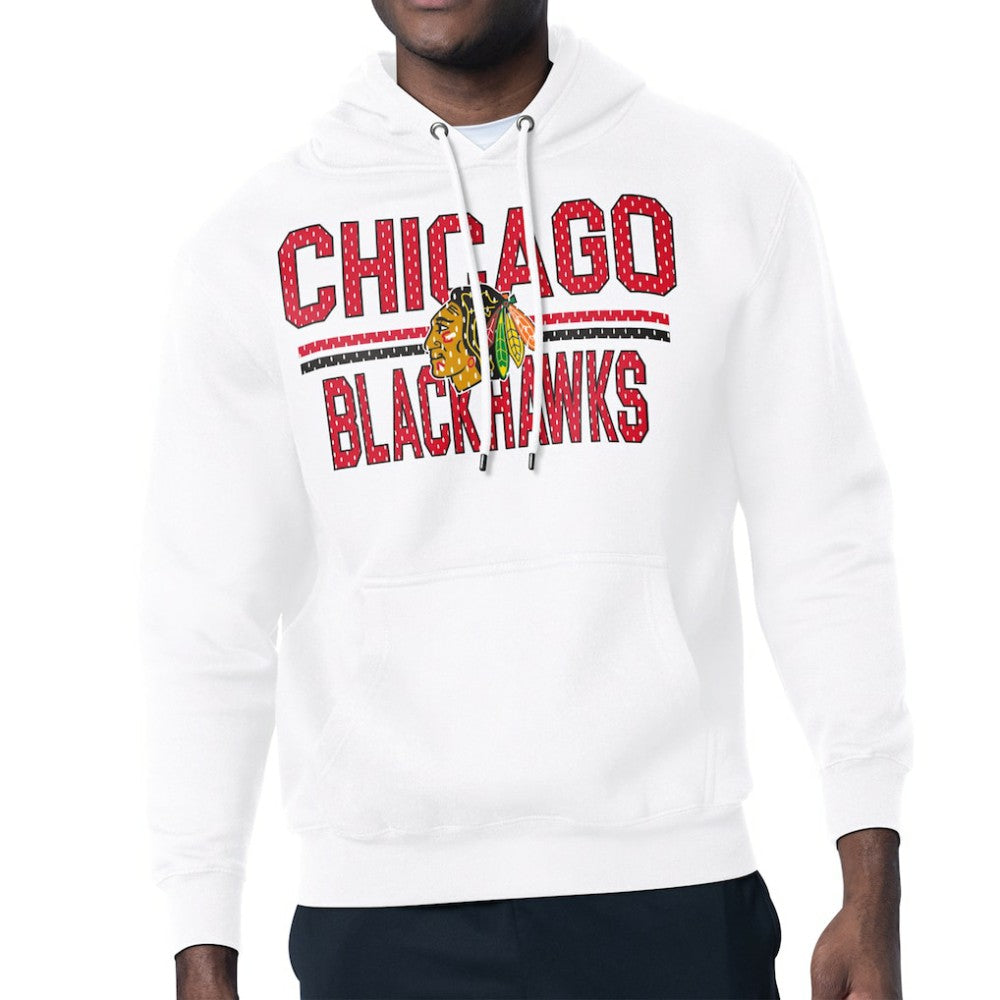 Chicago Blackhawks Starter Mesh Look Team Name Logo Tri-Blend Pullover Hoodie Outlet