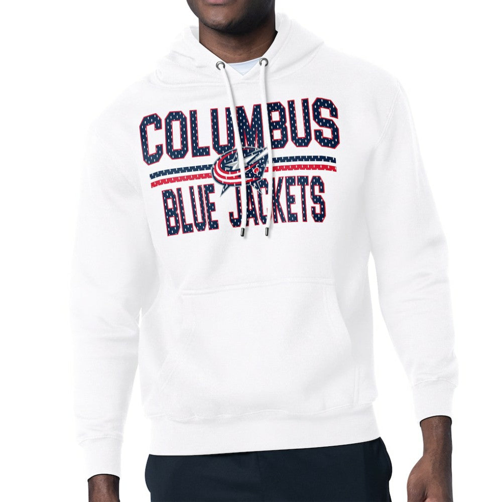 Columbus Blue Jackets Starter Mesh Look Team Name Logo Tri-Blend Pullover Hoodie For Sale