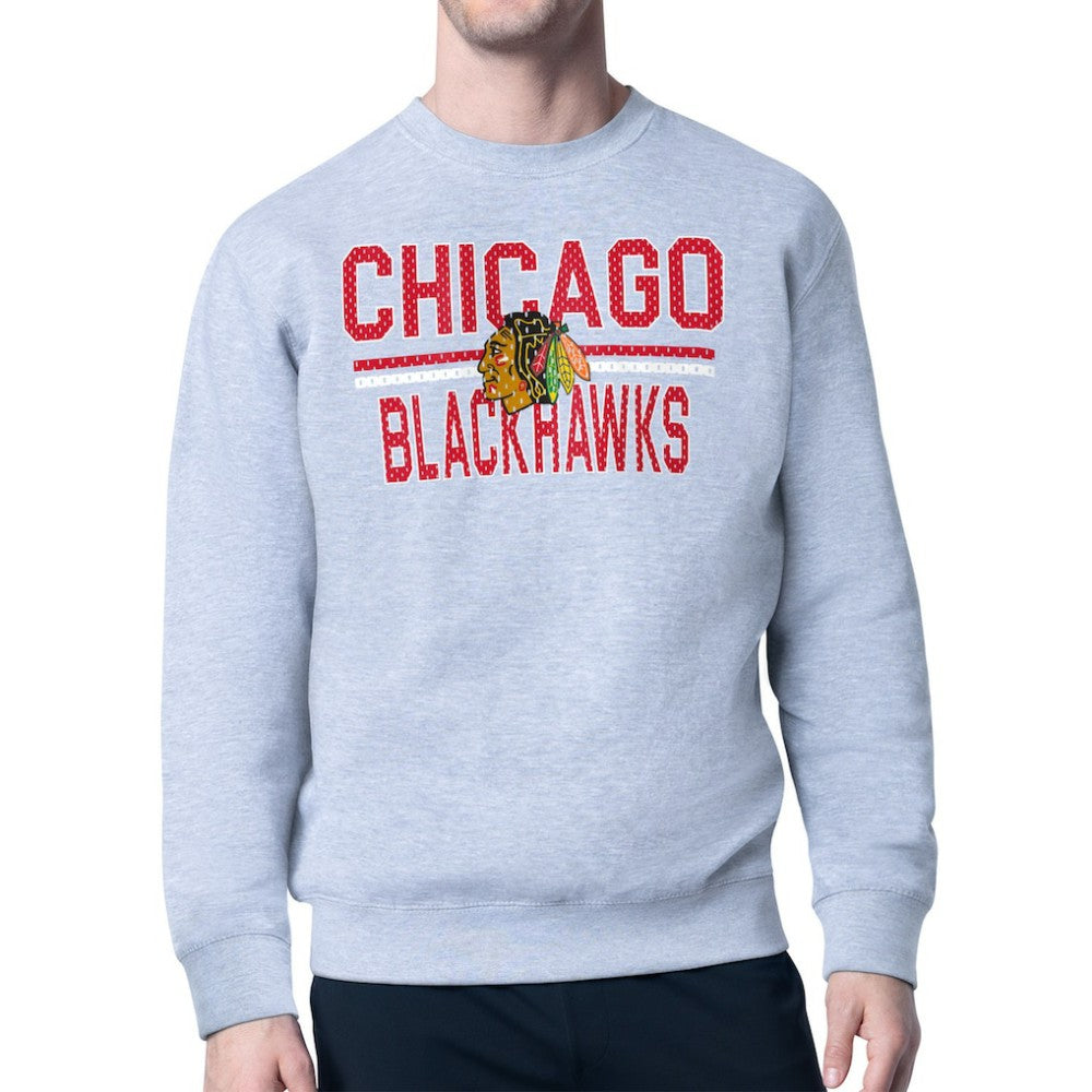 Chicago Blackhawks Starter Mesh Look Team Name Logo Pullover Sweatshirt Outlet