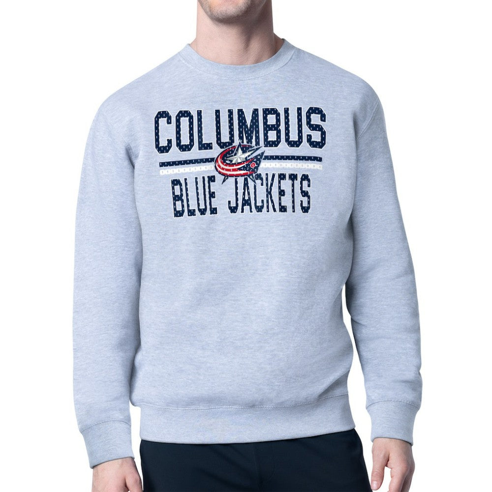 Columbus Blue Jackets Starter Mesh Look Team Name Logo Pullover Sweatshirt Outlet