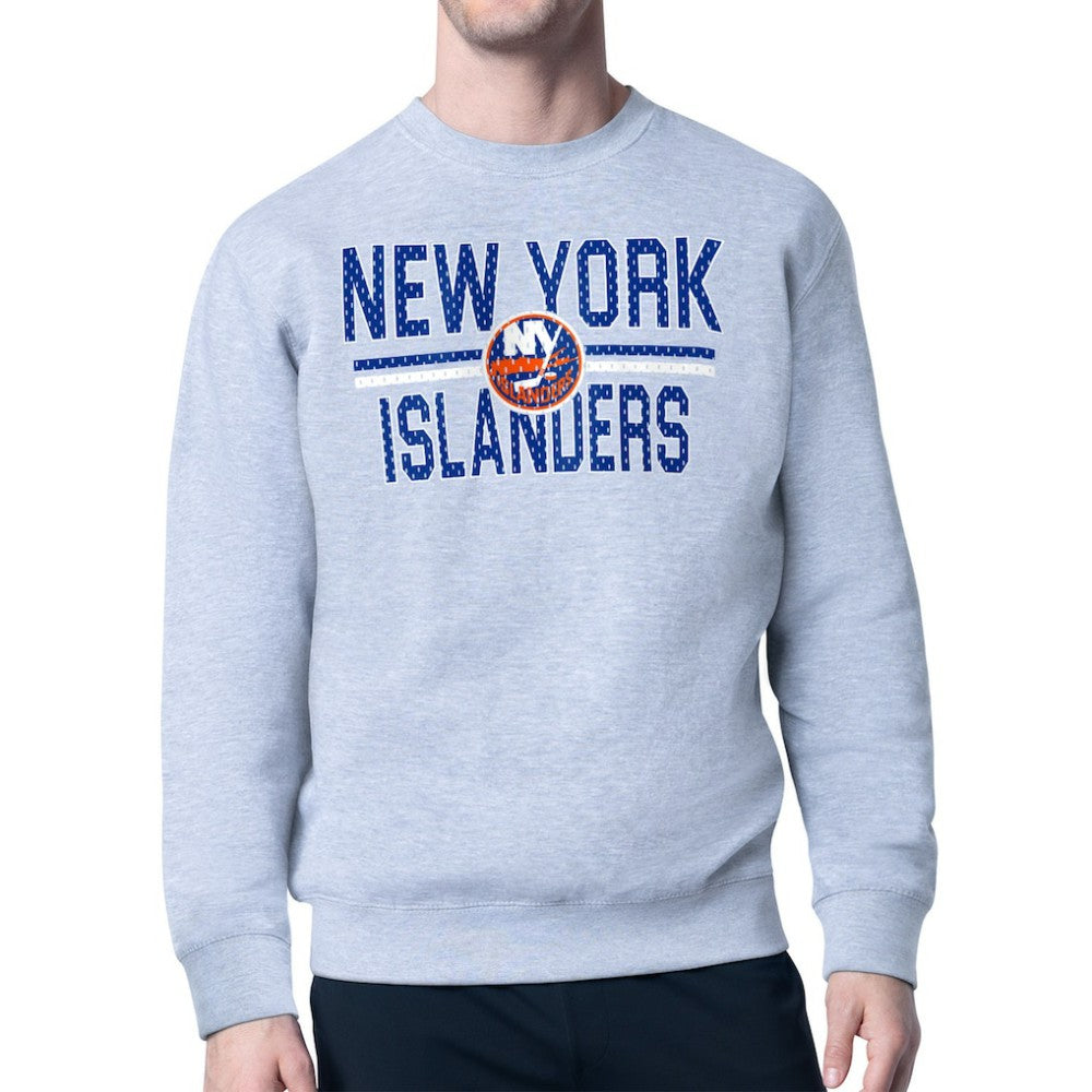 New York Islanders Starter Mesh Look Team Name Logo Pullover Sweatshirt Discount