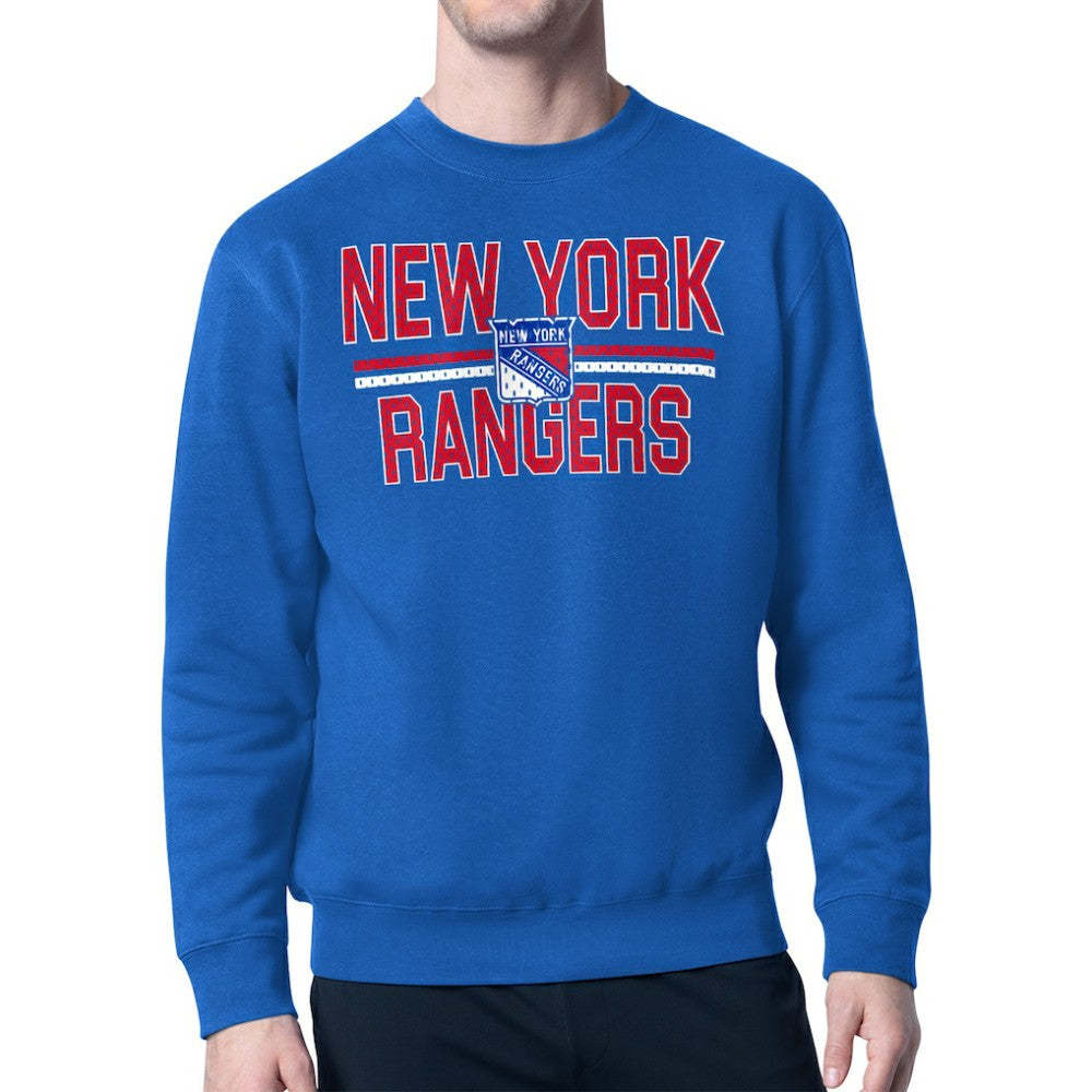 New York Rangers Starter Mesh Look Team Name Logo Pullover Sweatshirt For Sale