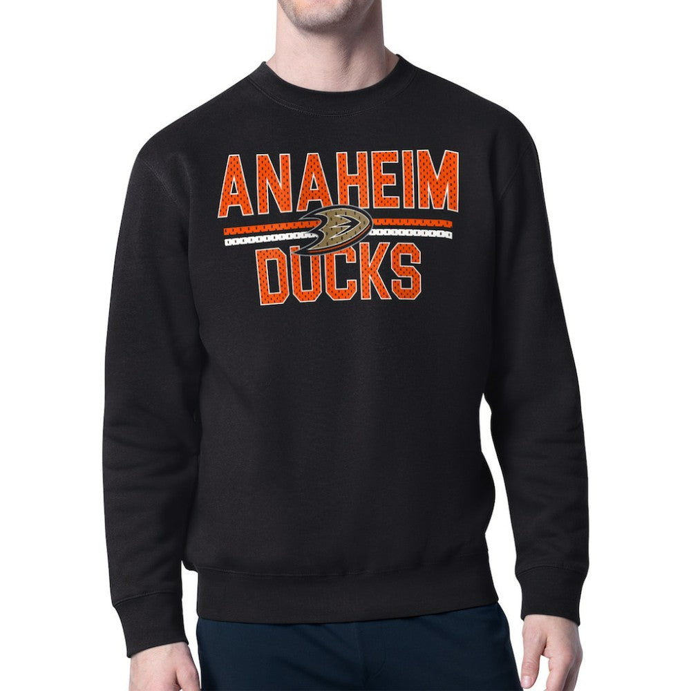 Anaheim Ducks Starter Mesh Look Team Name Logo Pullover Sweatshirt On Sale