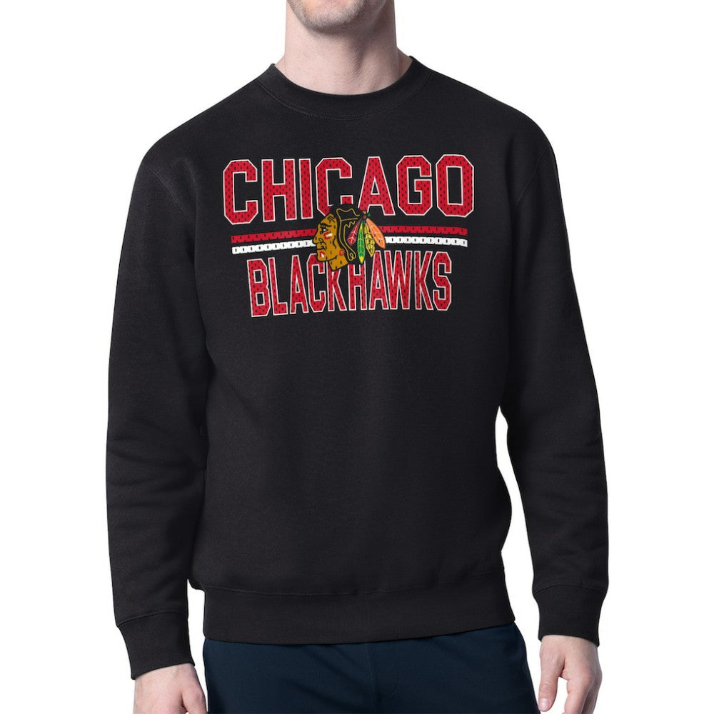 Chicago Blackhawks Starter Mesh Look Team Name Logo Pullover Sweatshirt For Sale