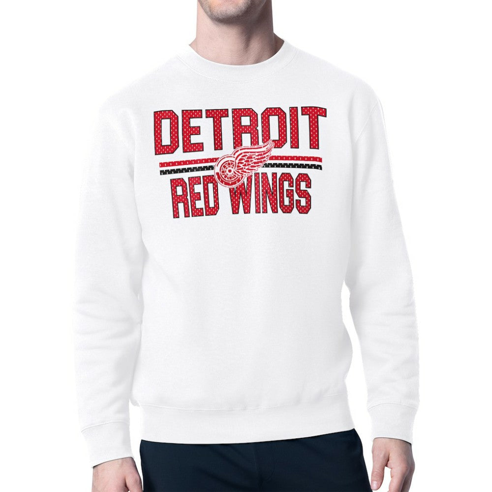 Detroit Red Wings Starter Mesh Look Team Name Logo Pullover Sweatshirt On Sale