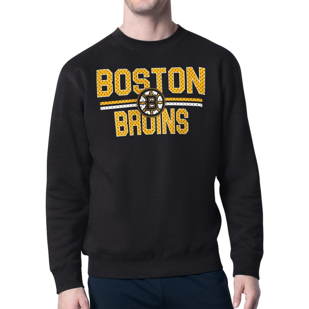 Boston Bruins Starter Mesh Look Team Name Logo Pullover Sweatshirt On Sale