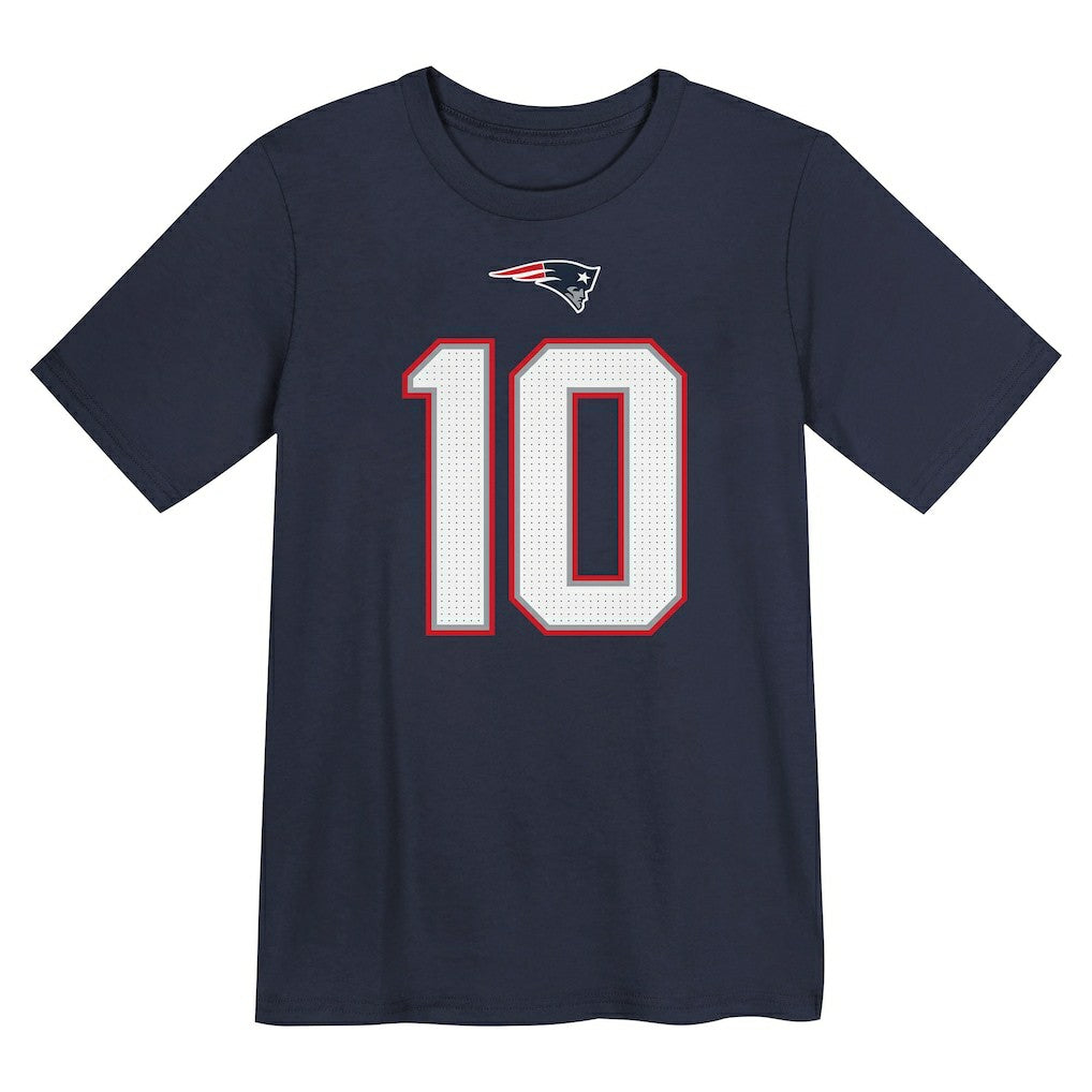New England Patriots Nike Drake Maye  Preschool Player Name & Number T-Shirt