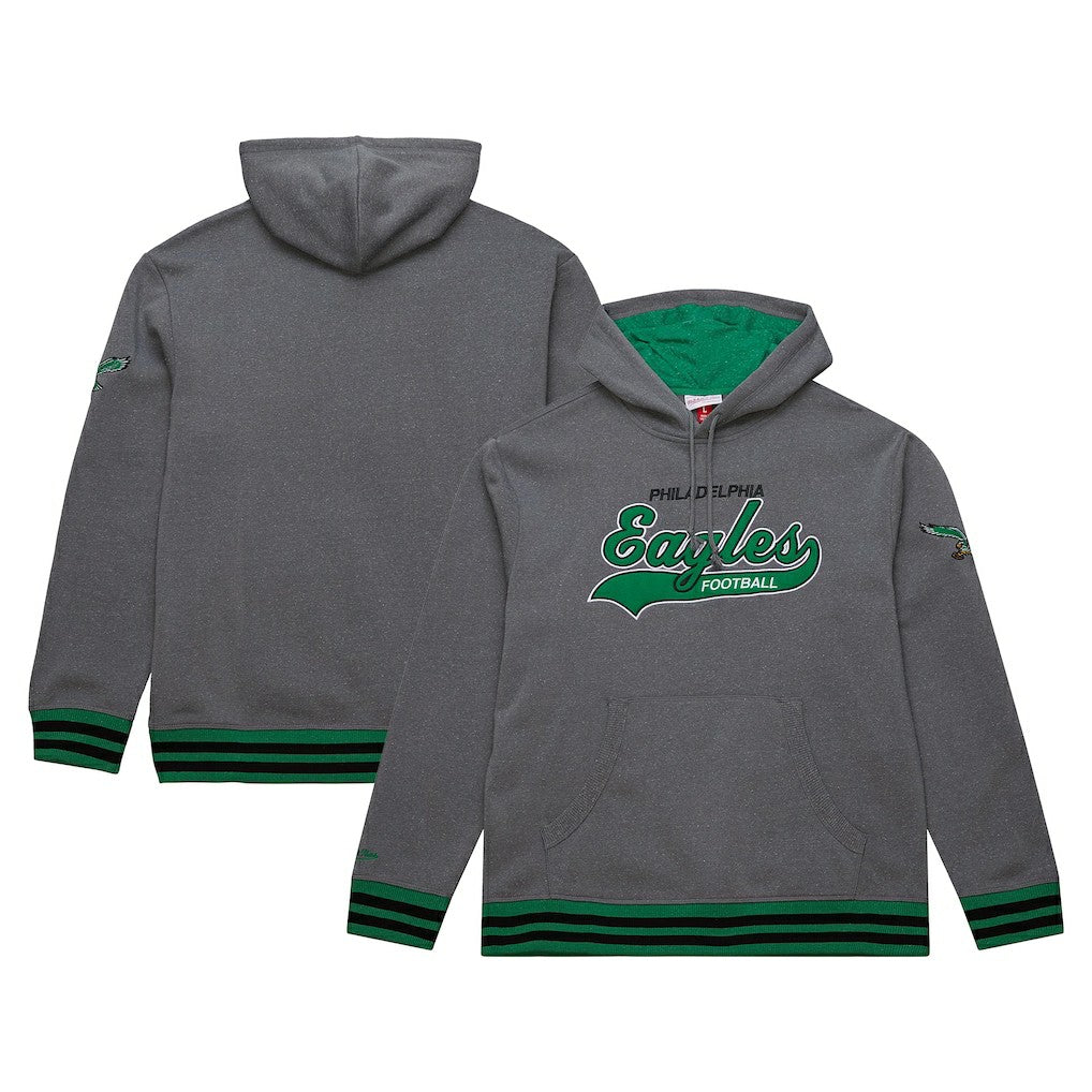 Philadelphia Eagles Mitchell & Ness Vintage Logo Snow Washed Fleece Pullover Hoodie