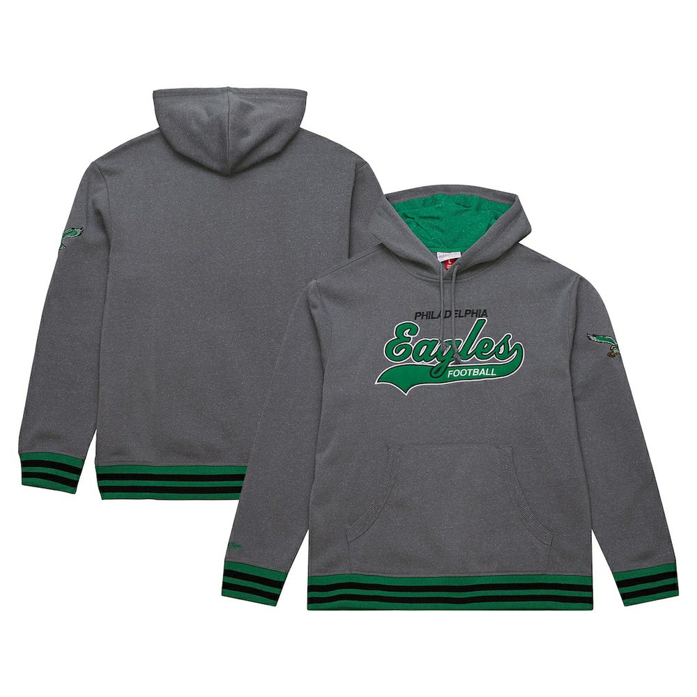 Philadelphia Eagles Mitchell & Ness Vintage Logo Snow Washed Fleece Pullover Hoodie