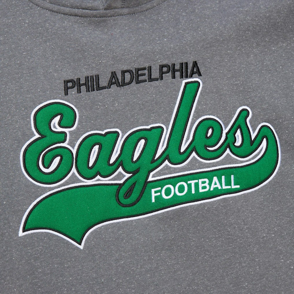 Philadelphia Eagles Mitchell & Ness Vintage Logo Snow Washed Fleece Pullover Hoodie