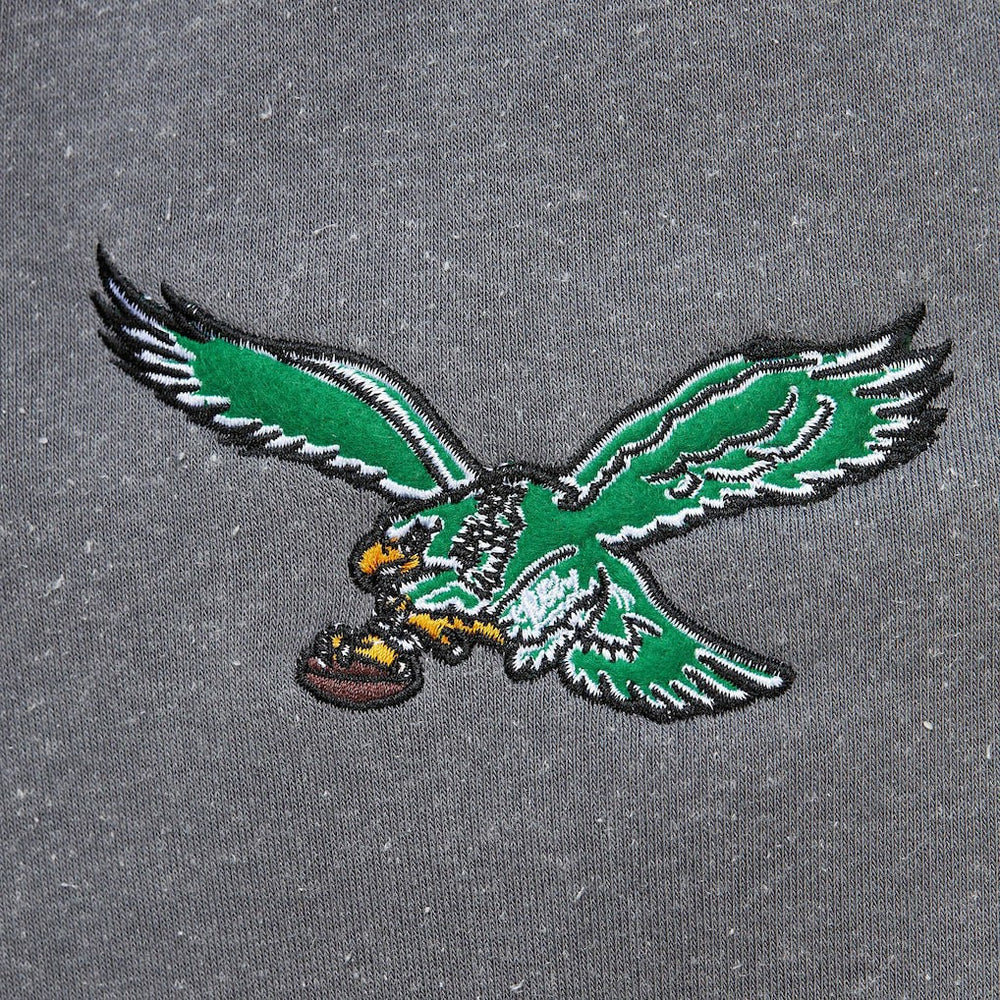 Philadelphia Eagles Mitchell & Ness Vintage Logo Snow Washed Fleece Pullover Hoodie