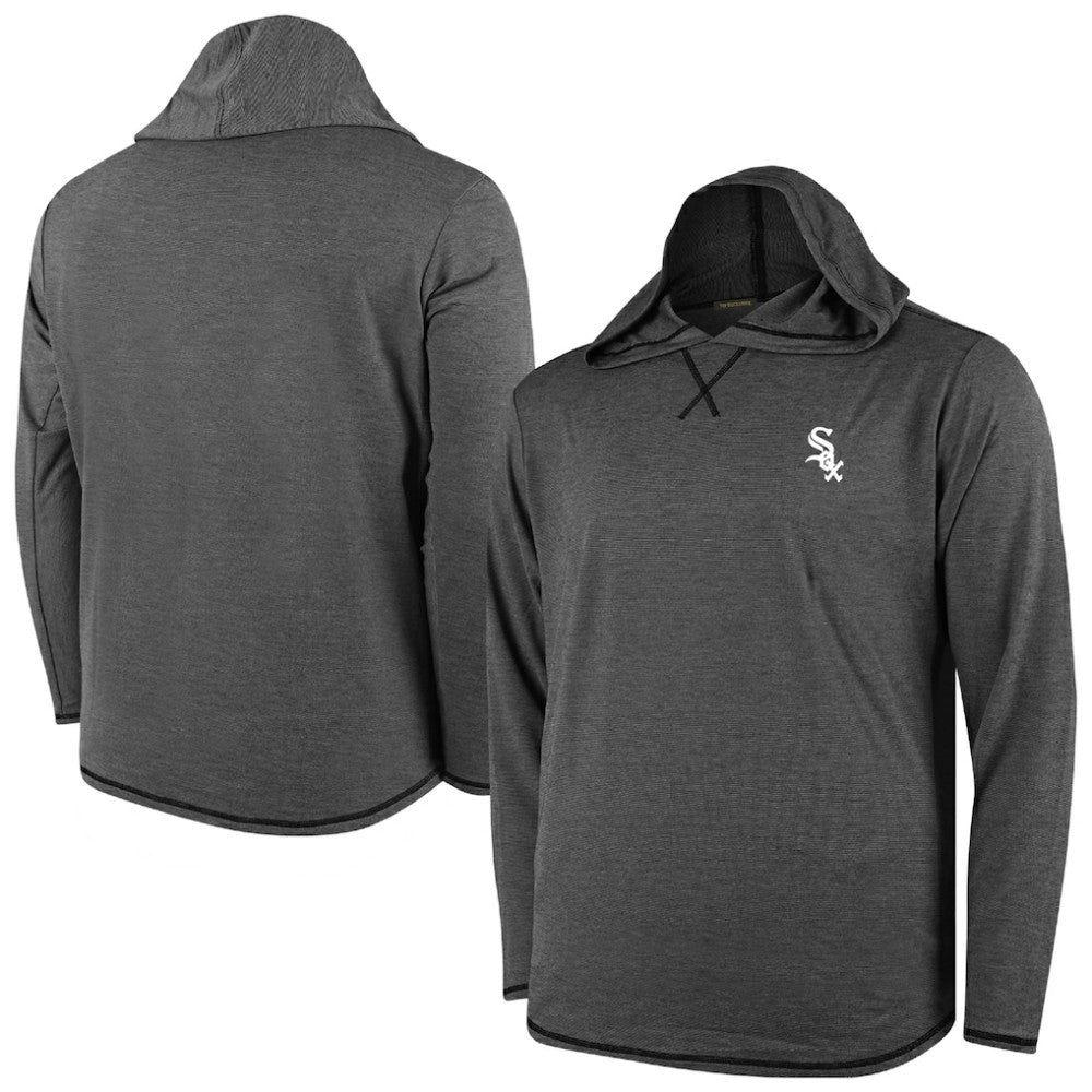 Chicago White Sox Butter Stripe Tri-Blend Long Sleeve Hoodie T-Shirt - Black | MLB New
