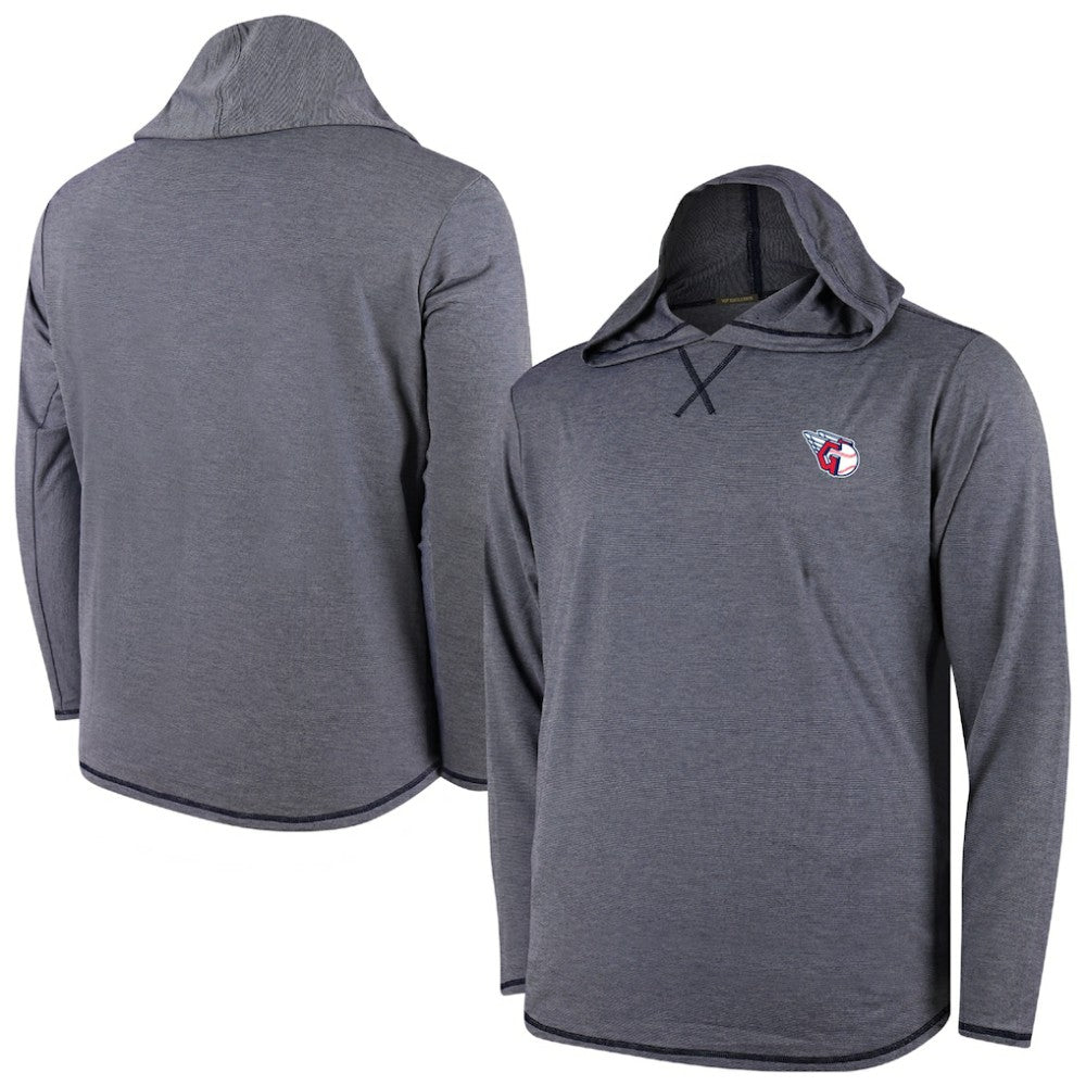 Cleveland Guardians Butter Stripe Tri-Blend Long Sleeve Hoodie T-Shirt - Navy | MLB New