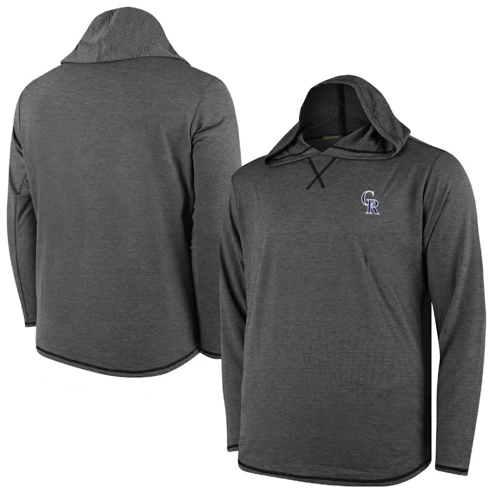 Colorado Rockies Butter Stripe Tri-Blend Long Sleeve Hoodie T-Shirt - Black | MLB For sale