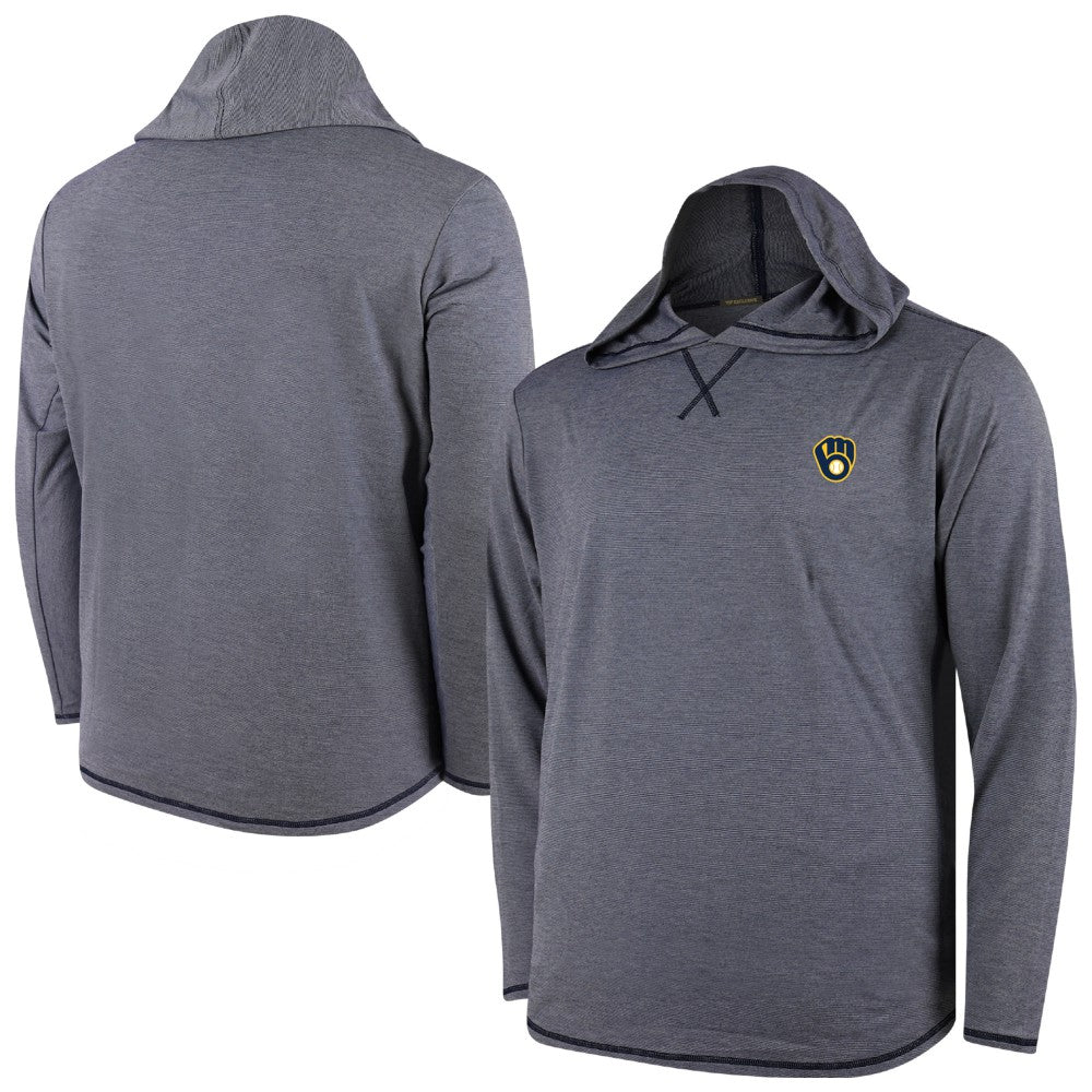 Milwaukee Brewers Butter Stripe Tri-Blend Long Sleeve Hoodie T-Shirt - Navy | MLB US