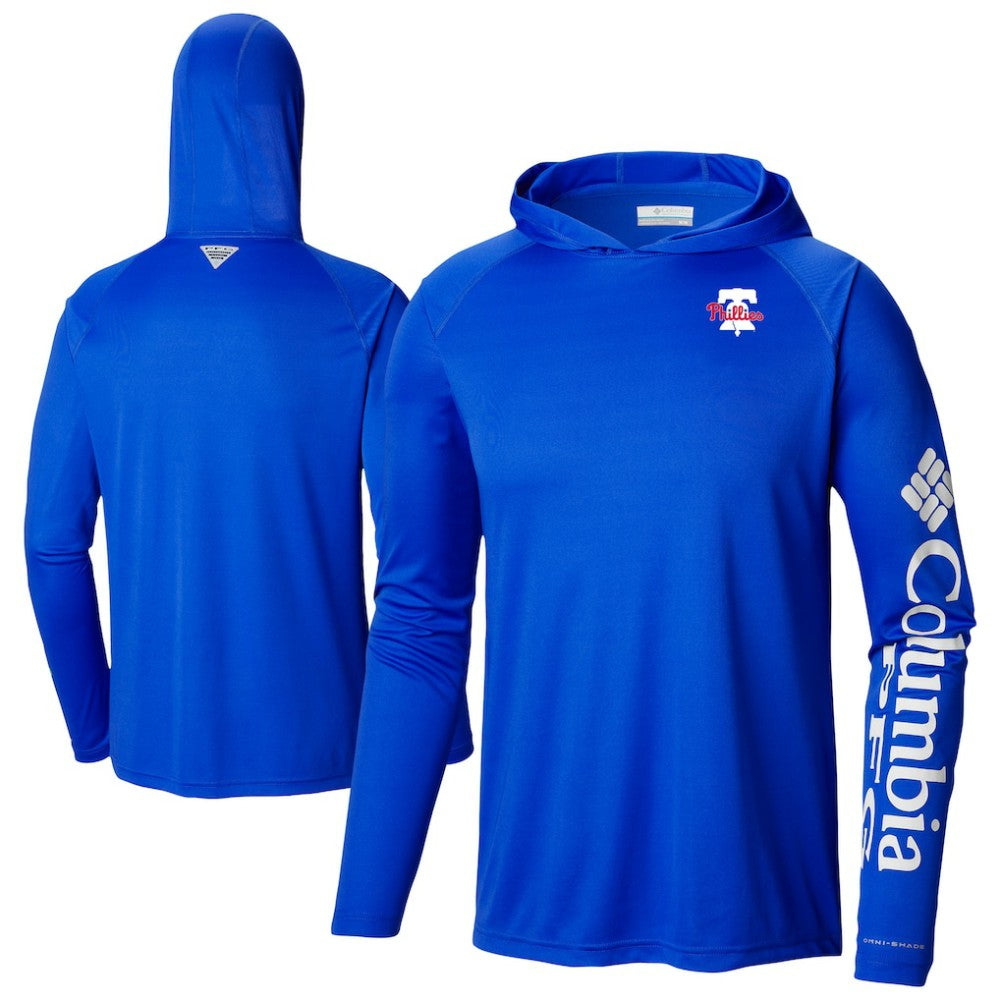 Philadelphia Phillies Columbia Omni-Wick Terminal Tackle Raglan Long Sleeve Hoodie T-Shirt | MLB For sale