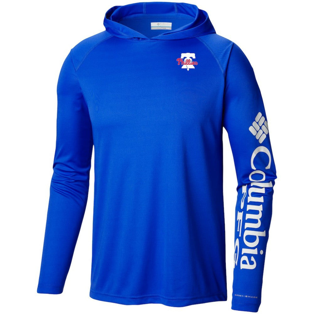 Philadelphia Phillies Columbia Omni-Wick Terminal Tackle Raglan Long Sleeve Hoodie T-Shirt | MLB For sale