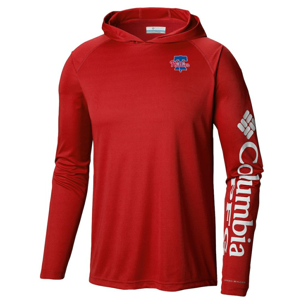 Philadelphia Phillies Columbia Omni-Wick Terminal Tackle Raglan Long Sleeve Hoodie T-Shirt | MLB Sale