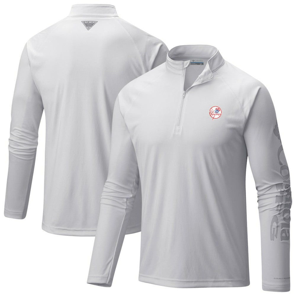 New York Yankees Columbia Terminal Tackle Raglan Omni-Shade Quarter-Zip Pullover Top | MLB Sale