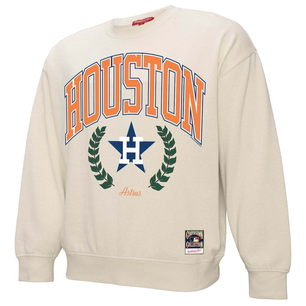 Houston Astros Mitchell & Ness Women's Cooperstown Collection Laurel Crew Pullover Sweatshirt | MLB Sale