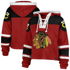 Chicago Blackhawks '47 Women's Cropped Superior Lacer Pullover Hoodie Discount