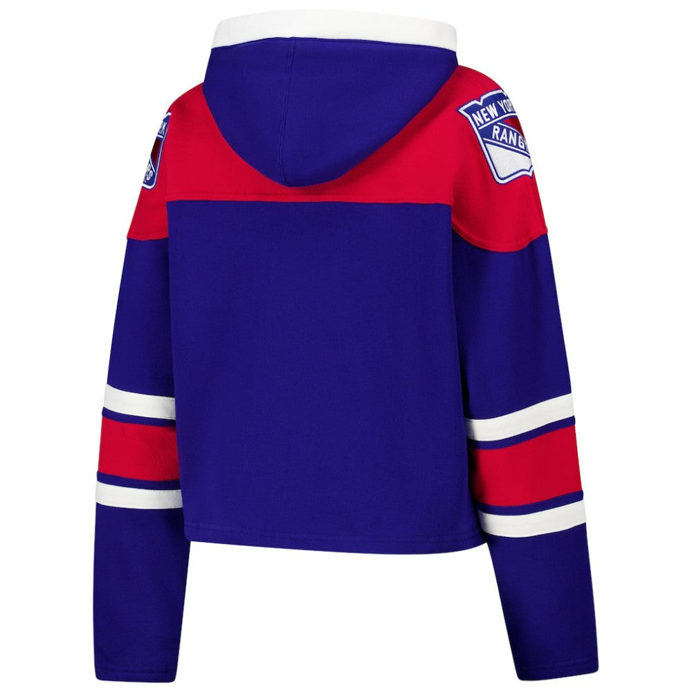 New York Rangers '47 Women's Cropped Superior Lacer Pullover Hoodie On Sale