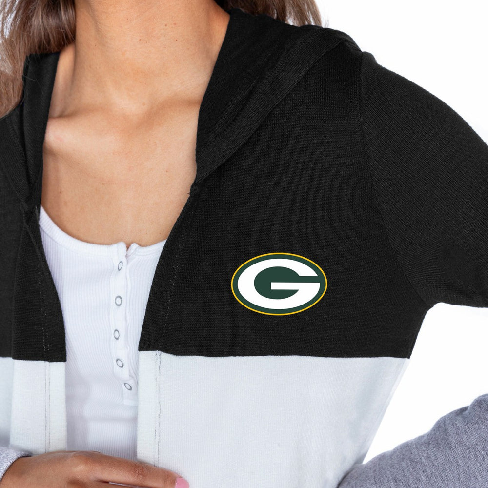 Green Bay Packers  Gameday Couture Women's Tri-Blend Color Block Lightweight Cardigan Hoodie