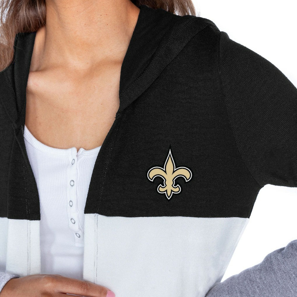 New Orleans Saints  Gameday Couture Women's Tri-Blend Color Block Lightweight Cardigan Hoodie