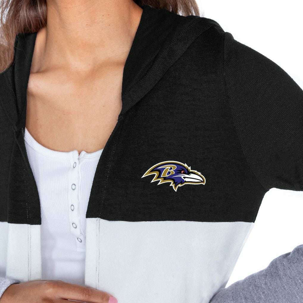 Baltimore Ravens  Gameday Couture Women's Tri-Blend Color Block Lightweight Cardigan Hoodie